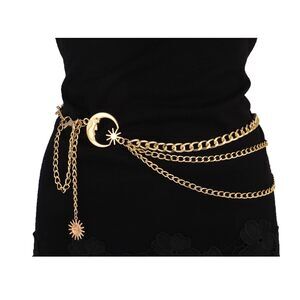 8182 Chain Belt For Women Plus Size Waist Gold Chunky Alloy
